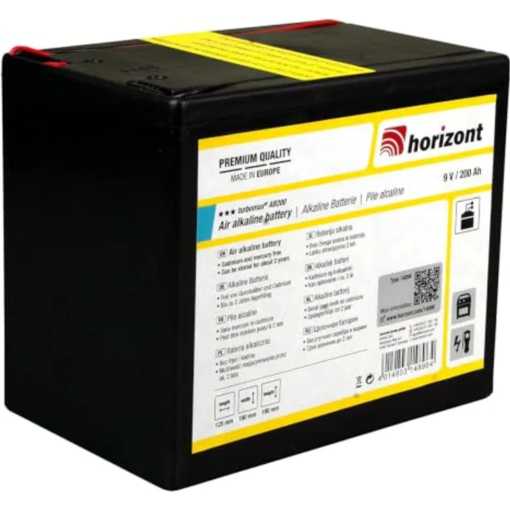 Horizont turbomax® AB200 9 V Alkaline-Batterie (200 Ah), kompaktes Design, 12.5 mm Breite