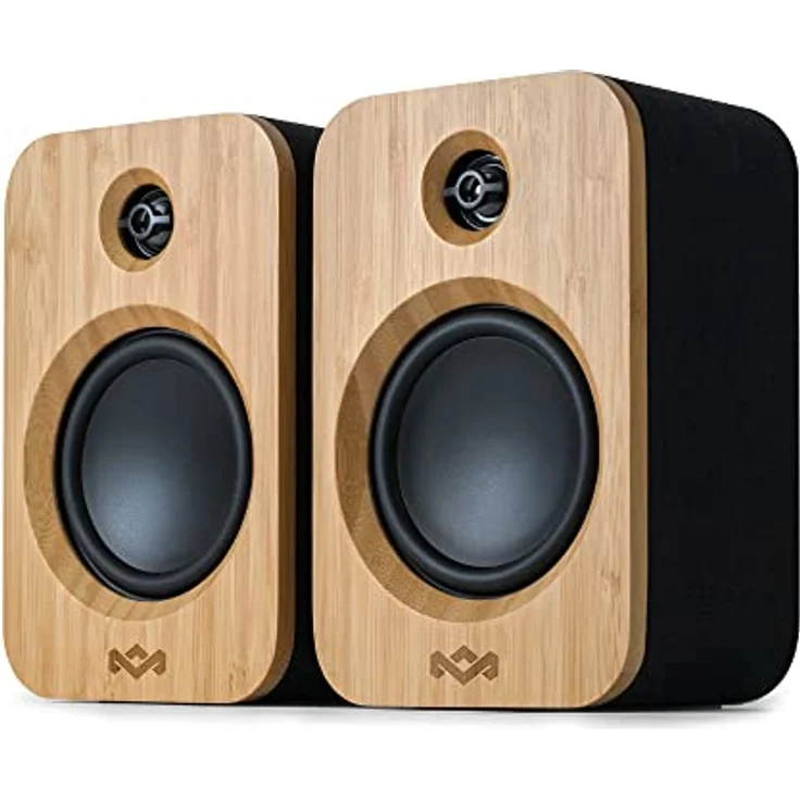 House of Marley Get Together Duo Bluetooth Lautsprecher Bambus - Nachhaltig hergestellte Regallautsprecher, PC Lautsprecher, Soundbar, Netz/25 Std Akku, High-Definition Verstärker, Amazon Exklusiv – Bild 1