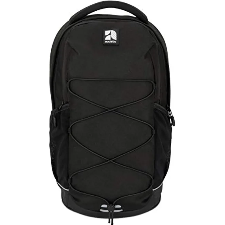 AUDETIC Schulrucksack Mädchen & Jungen Teenager Schwarz - AERO - Ergonomischer Rucksack mit vielen Fächern für Schule & Freizeit - Wasserabweisend