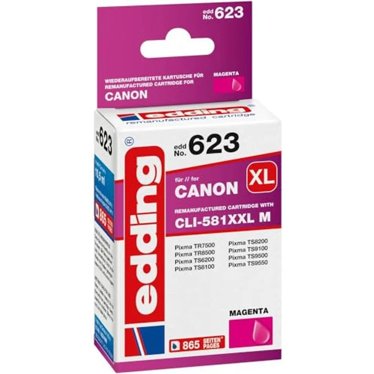 Edding Druckerpatrone EDD-623, ersetzt Canon CLI-581M XXL, Magenta, hohe Druckqualität und Seitenergiebigkeit – Bild 2