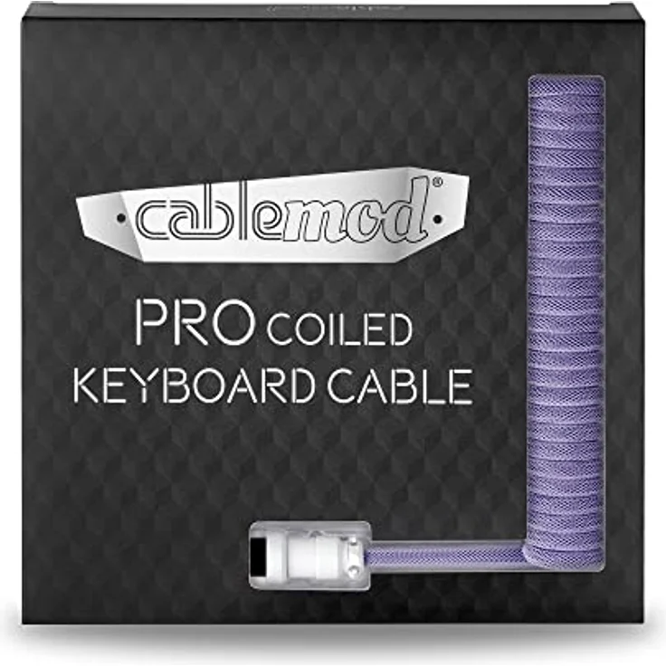 CableMod Pro Coiled Keyboard Cable - Violett - Spiralkabel für Tastatur USB C auf USB Typ A - Gaming Tastaturkabel 1,5m Lange - Hohe Lebensdauer - Aviator Stecker – Bild 5