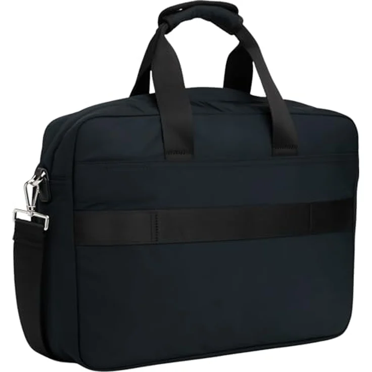Tommy Hilfiger TH NYLON WORKBAG, Unisex Laptoptasche in Schwarz mit Vordertaschenfach und verstellbarem Schulterriemen – Bild 2