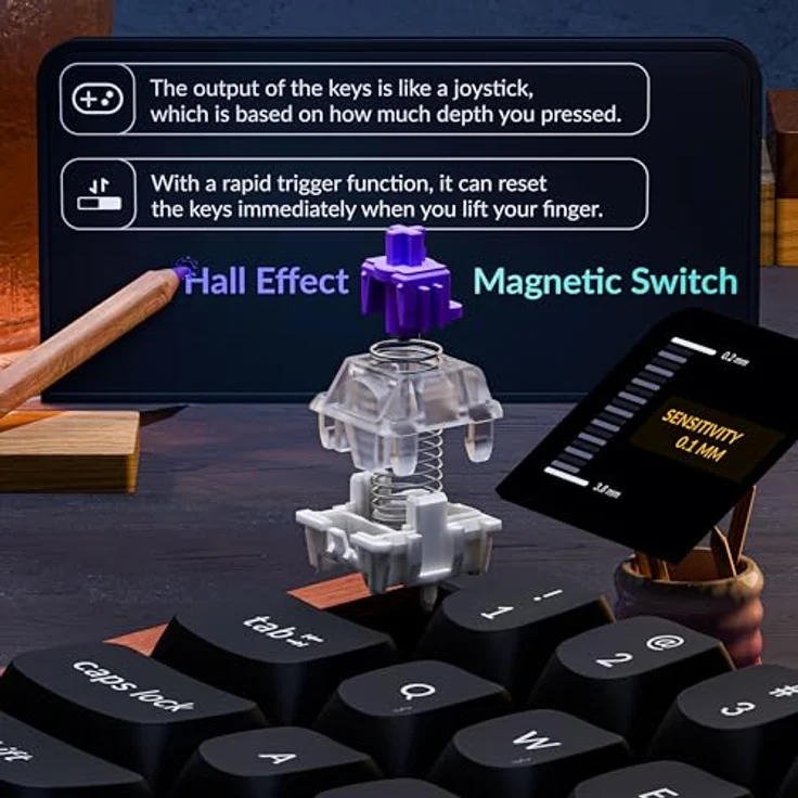 Keychron K6 HE Nebula Special Edition, Kabellose Mechanische Tastatur mit Gateron Double-Rail Magnetic Hall Effect Schaltern, Schwarz, RGB-Hintergrundbeleuchtung, 4000 mAh Akku – Bild 4