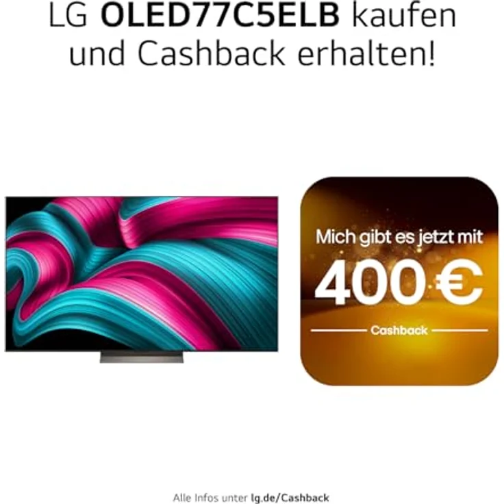 LG OLED77C5ELB, 77 Zoll 4K OLED evo AI TV mit α9 Gen8 Prozessor, webOS 25, 120Hz (VRR bis 144Hz), Dolby Vision und Dolby Atmos – Bild 2