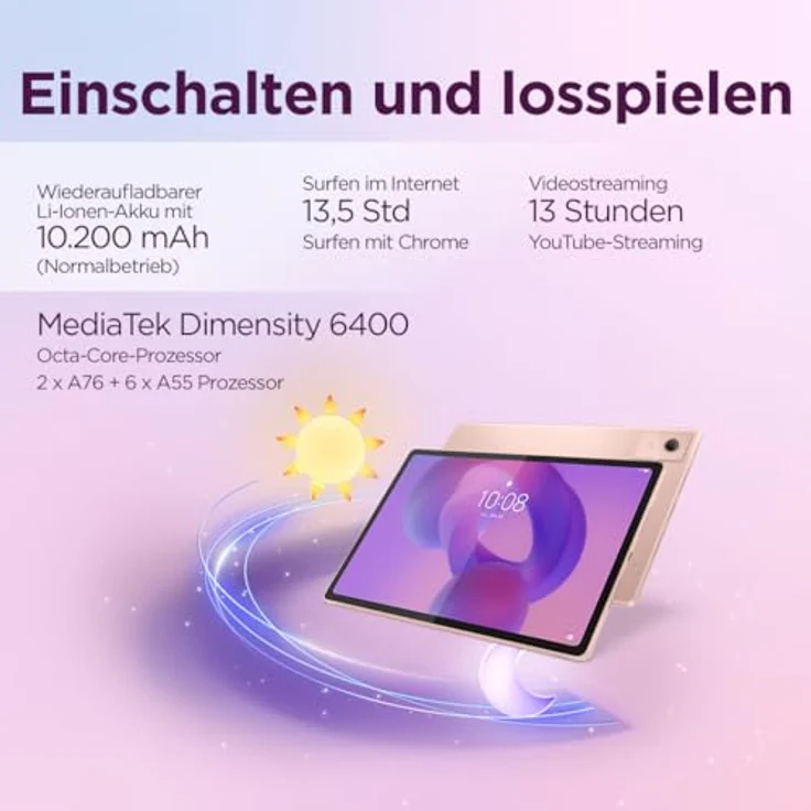 Lenovo Idea Tab Plus, 12.1" Tablet mit MediaTek Dimensity 6400 Prozessor, 128 GB Speicher, 8 GB RAM, Android 15, schwarz – Bild 10