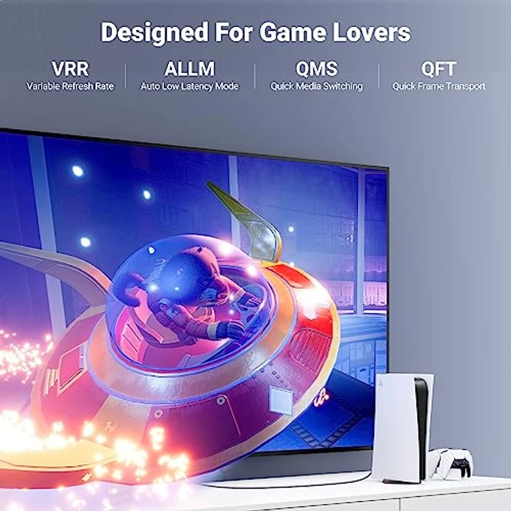 UGREEN HDMI 2.1 Kabel 8K@60Hz 4K@120Hz 48Gbps Dynamische HDR10 Dolby Vision eARC HDCP2.3 Gaming VRR HDMI 8K Kabel kompatibel mit TV, Monitor, PS5/PS4 Pro, Soundbar MacBook Pro2021 usw.(3m) – Bild 4