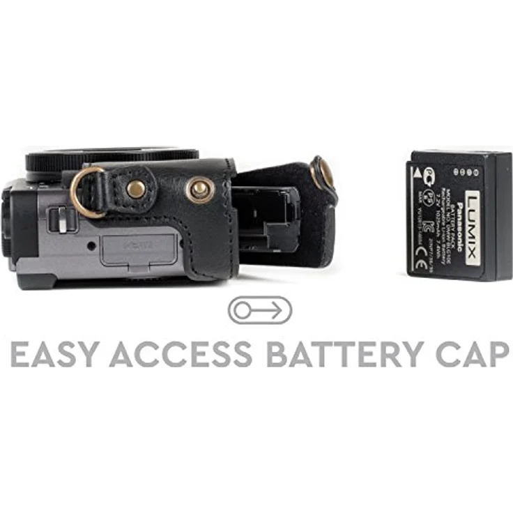 MegaGear MG1258 Panasonic Lumix DC-TZ95, DC-TZ90 Ever Ready Leder Kamera-Case mit Trageriemen - Schwarz – Bild 7