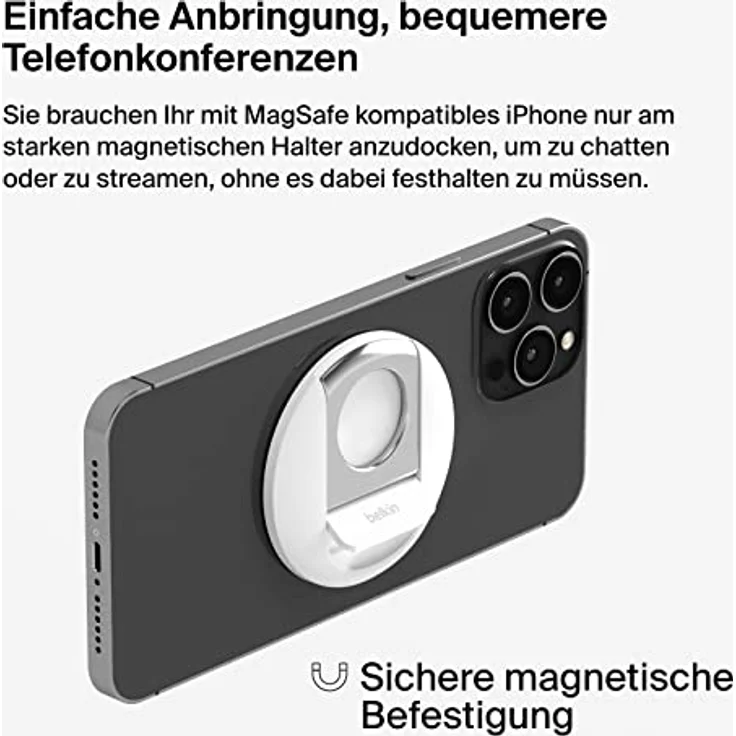 Belkin iPhone-Halter mit MagSafe für Mac-Notebooks; einfache magnetische Befestigung zur Verwendung der Kamera-Übergabe-Funktionen für Videokonferenzen, FaceTime, Streaming, Inhaltserstellung usw. – Bild 4