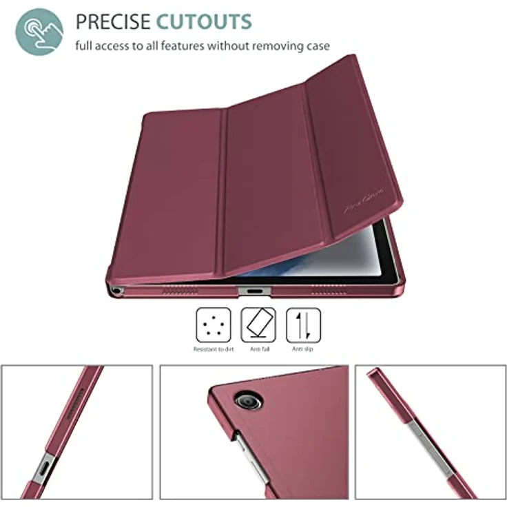 ProCase Hülle für Galaxy Tab A8 10.5” (SM-X200/X205) 2022, ultra dünne klappbare Schutzhülle mit Translucent Frosted Rückseite - Wein – Bild 3