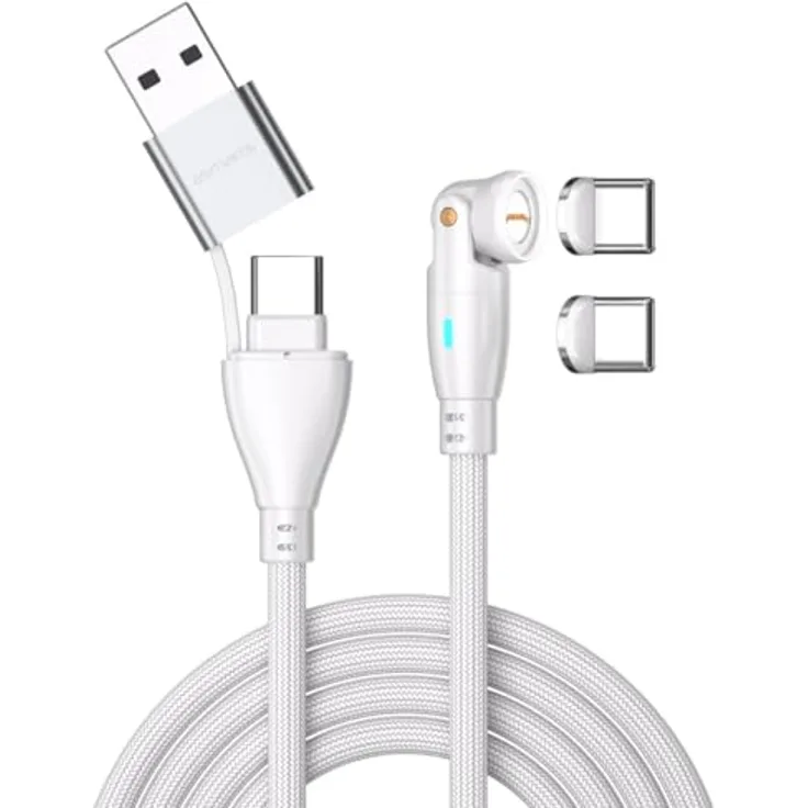 4smarts USB-C/A Magnetkabel 541236, 180 cm Nylon-ummantelt, weiß