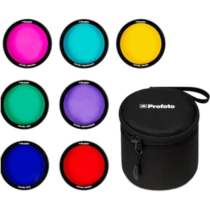 Profoto Clic Color Effects Kit, Farbfolie mit 7 Farben, Softbox + Reflektor, kompatibel mit A-Reihe Blitzen