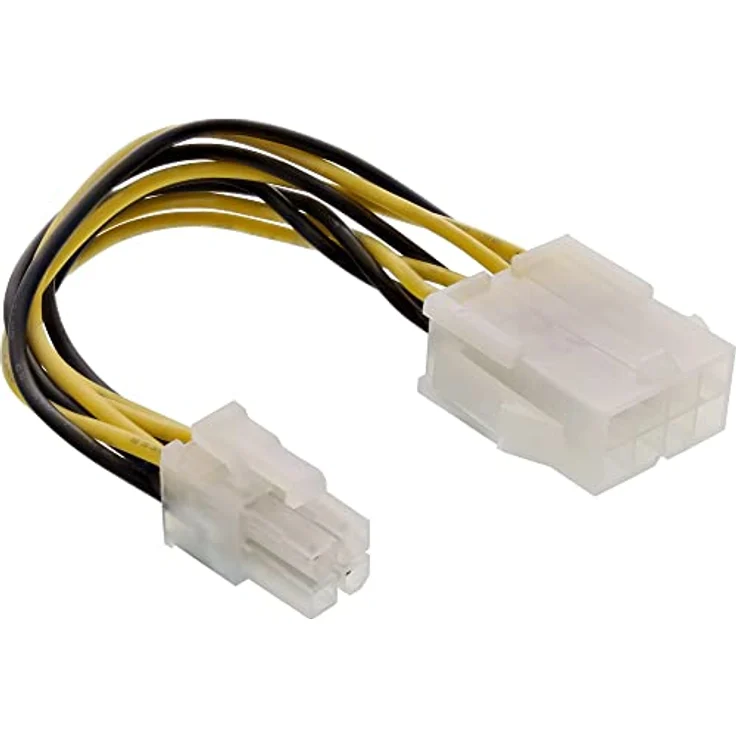 InLine 26633A Stromadapter intern, 8pol ATX2.0 Netzteil (EPS) zu 4pol ATX1.3 Mainboard, 0,15m, Schwarz – Bild 1