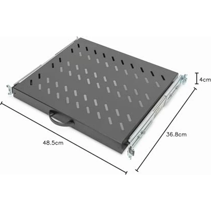 ASSMANN DIGITUS Ausziehbarer Fachboden schwarz, 1HE, Traglast bis 25 kg, 30x483x368 mm – Bild 7