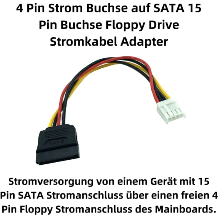 Aukson F54 Stromkabel Adapter, 18cm 4-Pin Floppy auf 15-Pin SATA, kompaktes Design für stabile Stromversorgung – Bild 2