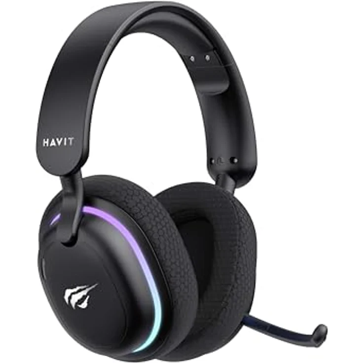 Havit Fuxi-H7, Gaming Headset in Schwarz mit 40mm Lautsprechern, 28 ms Latenz, 18 Stunden Akkulaufzeit und 5 Verbindungsmöglichkeiten (Kabelgebunden, Kabellos) – Bild 4