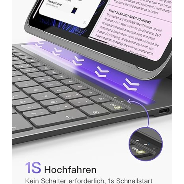 Inateck Ultraleichte Tastatur Hülle für iPad 10 Gen 2022,iPad Air 5/4 (2022/2020),iPad Pro 11 4/3/2/1,Hoch-/Querformat Verwenden, QWERTZ, mit Stifthalter, BK2007 – Bild 4