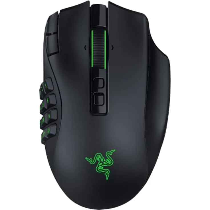 Razer Naga V3 Pro, Kabellose MMO-Gaming-Maus mit HyperScroll Tilt Wheel Gen-2, Focus Pro 50K Optical Sensor Gen-3 und austauschbaren Seitenteilen, Schwarz