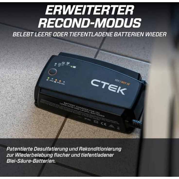 CTEK NXT 15, Automatikladegerät 12V für Blei-Säure und Lithium-Batterien, vollautomatisch mit Temperaturüberwachung – Bild 3