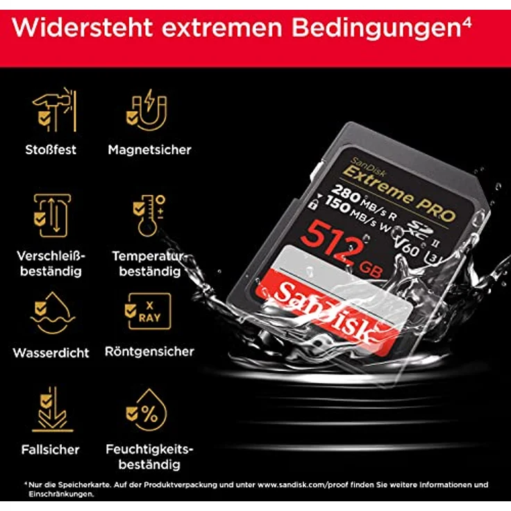 SanDisk Extreme PRO SDXC UHS-II Speicherkarte V60 512 GB (280 MB/s, 6K, 4K UHD, U3, C10, Rescue PRO Deluxe) – Bild 5