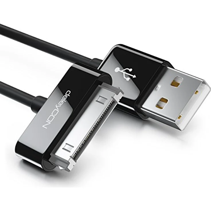 deleyCON 30-Pin USB Kabel, 0,5m Dock Connector Ladekabel für iPhone 4s/4/3Gs/3G, iPad, iPod - Schwarz – Bild 2
