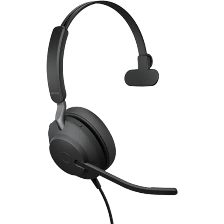 Jabra Evolve2 40 SE, schnurgebundenes Mono Headset mit USB-C/A, zertifiziert für UC-Plattformen, hohe Geräuschunterdrückung und komfortable Passform