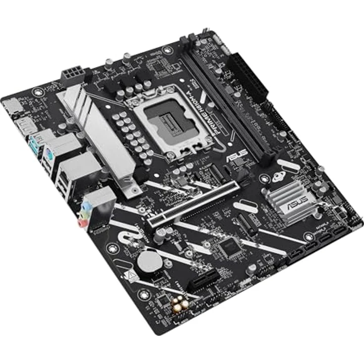 ASUS Prime H810M-A-CSM, Intel mATX Motherboard, 6+1+1 Stromphasen, DDR5-Slot, PCIe 4.0, 2 M.2-Steckplätze, Intel Ethernet 16 GB, DisplayPort, HDMI, USB-A 10 Gbit/s, USB-C 5 Gbit/s, Schwarz – Bild 1