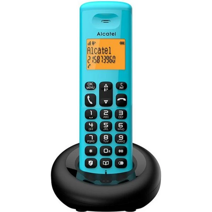 Alcatel Festnetztelefon E160 Mobilteil Handset inkl. Ladeschale, Schnurloses DECT-Telefon, Blau, Wireless, Hintergrundbeleuchtetes Display – Bild 1