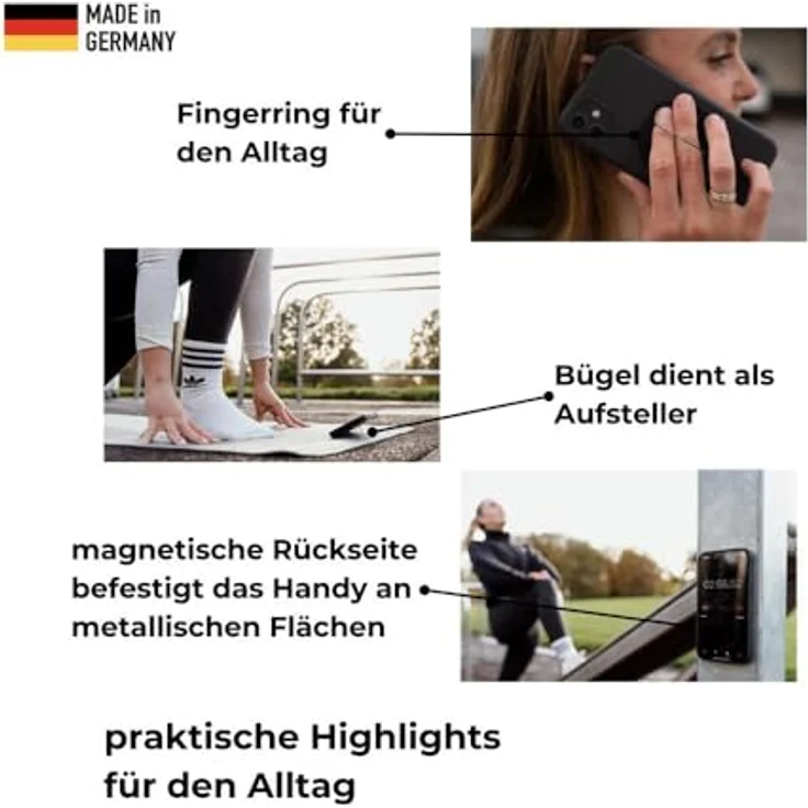 Feschd Bike Bundle, Smartphone Halterung mit integrierten Fingerring, Magnethalter und Vibrationsdämpfer, Schwarz – Bild 5