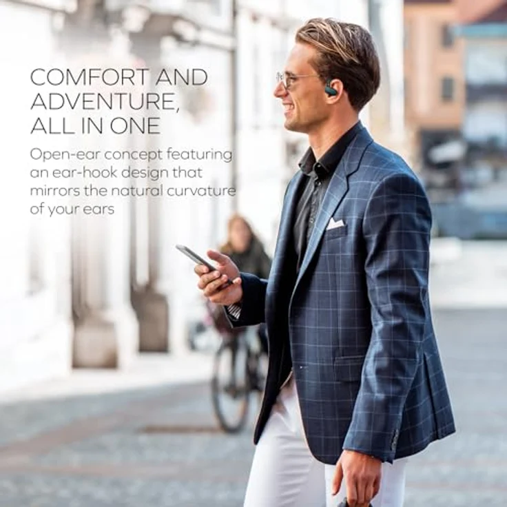 CREATIVE Outlier Go Kabelloser Open-Ear-Kopfhörer mit Verstellbarer Passform und Ohrbügeln, bis zu 26 Stunden Gesamtspielzeit, Zwei Mikrofone, Bluetooth 5.4, IPX4 wasserbeständig (Dunkelblau) – Bild 3