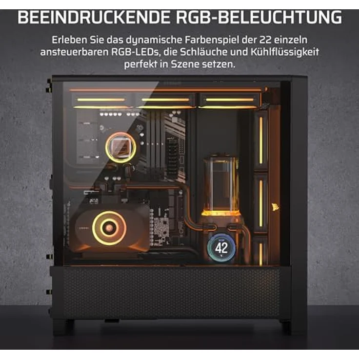 CORSAIR iCUE LINK XD6 RGB ELITE LCD-Pumpen-/Behältereinheit, FlowDrive Max-Pumpe, 480x480 IPS-LCD-Bildschirm, integrierter Temperatursensor, 22 adressierbare RGB-LEDs, Stahlgrau – Bild 5