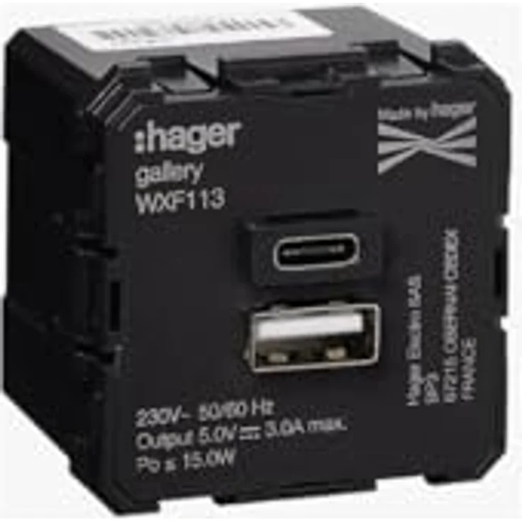 Tehalit USB-Ladegerät WXF113, Unterputz Ladegerät Typ A+C, 2 Ausgänge, 3000 mA, Weiss – Bild 2