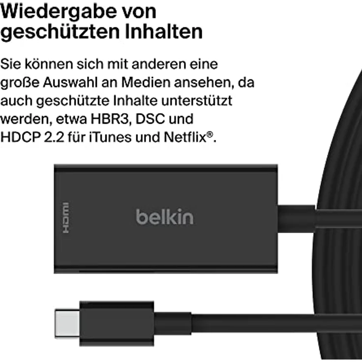 Belkin USB-C-auf-HDMI 2.1-Adapter mit 11-cm-Kabel für 8K bei 60 Hz, 4K bei 144 Hz, HDR, HBR3, DSC, HDCP 2.2, „USB-IF“, für USB-C-Geräte wie MacBook, iPad Pro – Bild 5