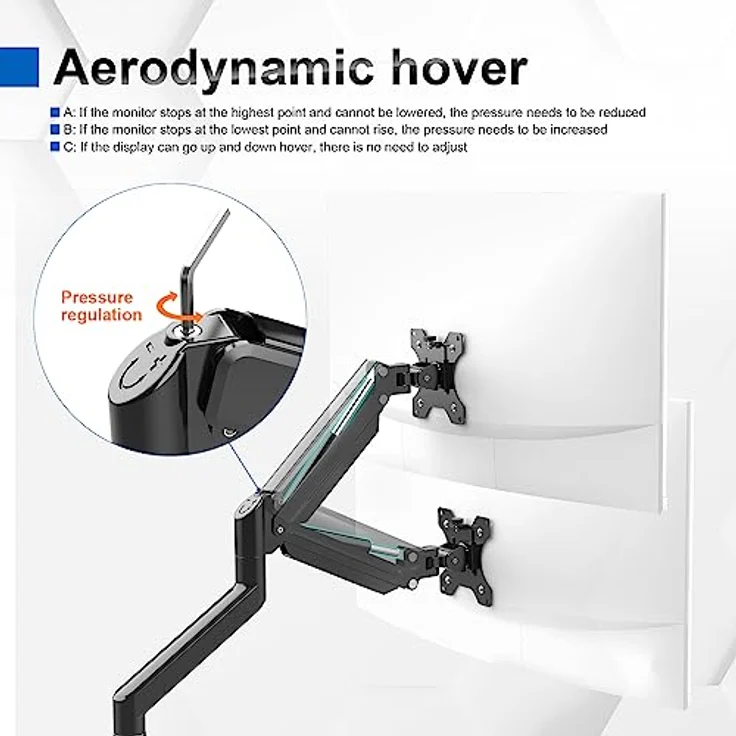 GRIFEMA Monitor Halterung 2 Monitore, für 13-32 Zoll Bildschirm, Monitor Stand Dual Monitor Arm Höhenverstellbar Drehungbar, Monitorhalterung Max 9Kg, Bildschirmhalterung Vesa 75x75/100x100 – Bild 4