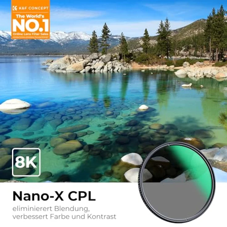 K&F Concept Nano X-Serie 77mm CPL Polfilter, Polarisationsfilter MRC mit 28-fach vergütetem SCHOTT B270 Glas, reduziert Reflexionen und erhöht Farbsättigung – Bild 2