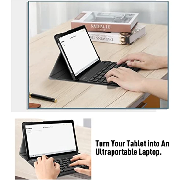 Fintie Tastatur Hülle für Samsung Galaxy Tab A8 10.5 Zoll 2022/2021 SM-X200/X205/X207 - Magnetisch Abnehmbare Bluetooth Tastatur, Deutsches Layout, Schutzhülle mit Ständer, Don't Touch – Bild 5