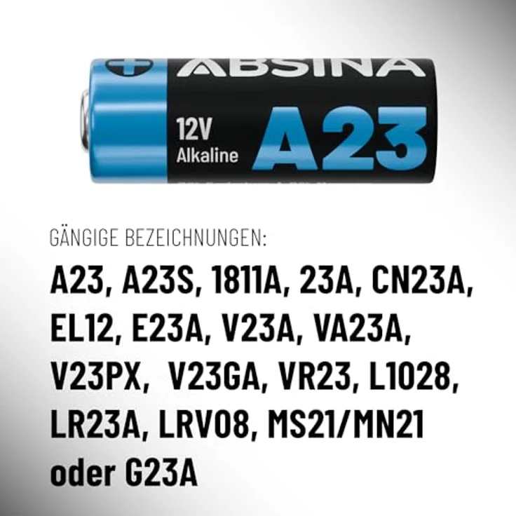 ABSINA ABSINA Batterie A23 Alkaline 12V 4er Pack Batterie, (1 St) mit hoher Kapazität und Temperaturfestigkeit, ideal für Garagentoröffner, Fernbedienungen und mehr – Bild 4