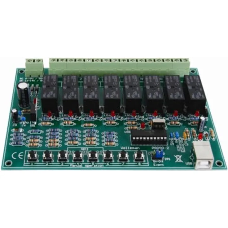 Whadda WSI8090 8-Kanal-USB-Relay-Karte, Schnittstellenkarte für vielseitige Anwendungen