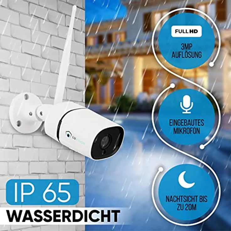 LUVISION WLAN Funk Überwachungskamera Set - Überwachungssystem mit Monitor HDD-Rekorder & Cloud Speicher 4 IP Kameras & App – Bild 5