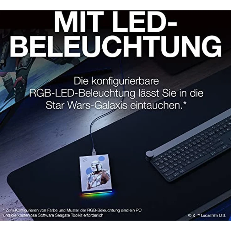 Seagate FireCuda Gaming HDD 2 TB, tragbare externe Festplatte, Star Wars Edition Mandalorien, PC Gaming, USB 3.2, inkl. 3 Jahre Rescue Service, Modellnr.: STKL2000405 – Bild 5