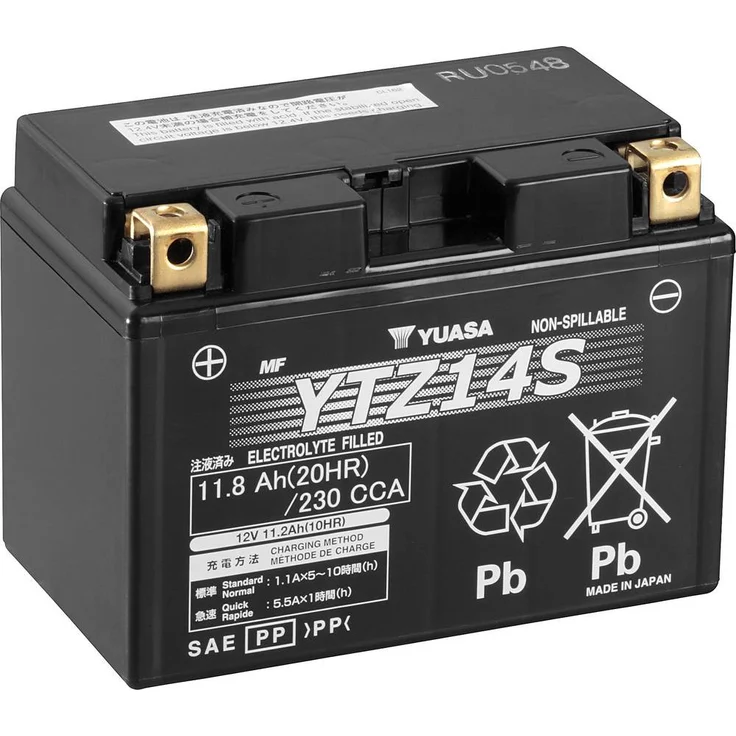 Yuasa YTZ14S Motorradbatterie 12V 11.2Ah, wartungsfrei, hohe Startleistung, Schraubklemme Typ 11 – Bild 1