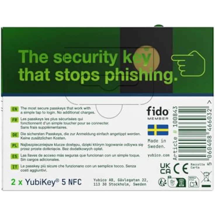Yubico YubiKey 5 NFC, Sicherheitsschlüssel mit USB-A Anschluss, robust und langlebig – Bild 3