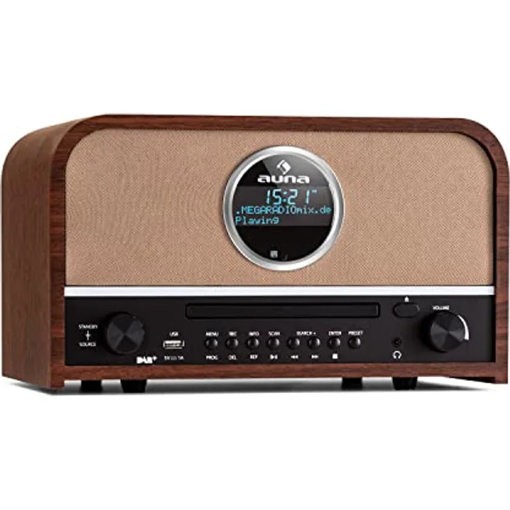 Auna Tragbarer DAB-Radio-CD-Player für Zuhause, FM/DAB/DAB+ Radio mit Bluetooth + AUX, Stereoanlage, LCD-Display, Fernbedienung, Digital Radio mit CD, MP3 & Streaming, DAB-Radio Klein, Netzbetrieben