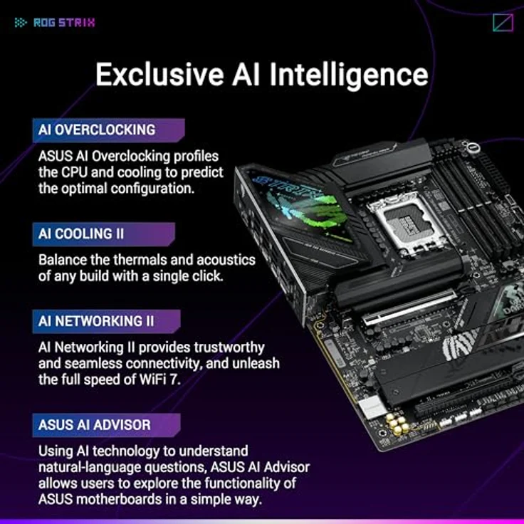 ASUS ROG Strix Z890-F Gaming WiFi Mainboard Sockel Intel LGA 1851 (ATX, DDR5, WiFi 7, 5X M.2, PCIe 5.0, Thunderbolt 4, DIMM Fit) - Hochleistungs-Mainboard für fortschrittliche AI-PCs – Bild 2