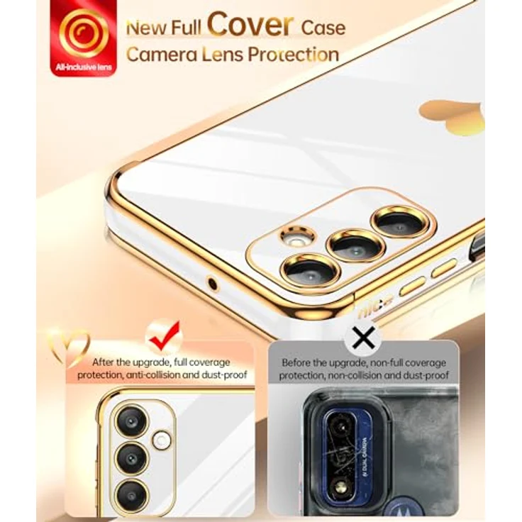 LeYi Hülle für Samsung Galaxy A25 5G, Cute Herz Muster, TPU Silikon, stoßfest, kratzfest, mit 2 Schutzfolien, weiß – Bild 2