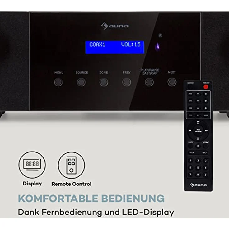 Auna AMP-4000 DAB, Hifi-Stereo-Verstärker mit DAB-Radiofunktion, Bluetooth und USB-Anschluss, schwarz – Bild 5