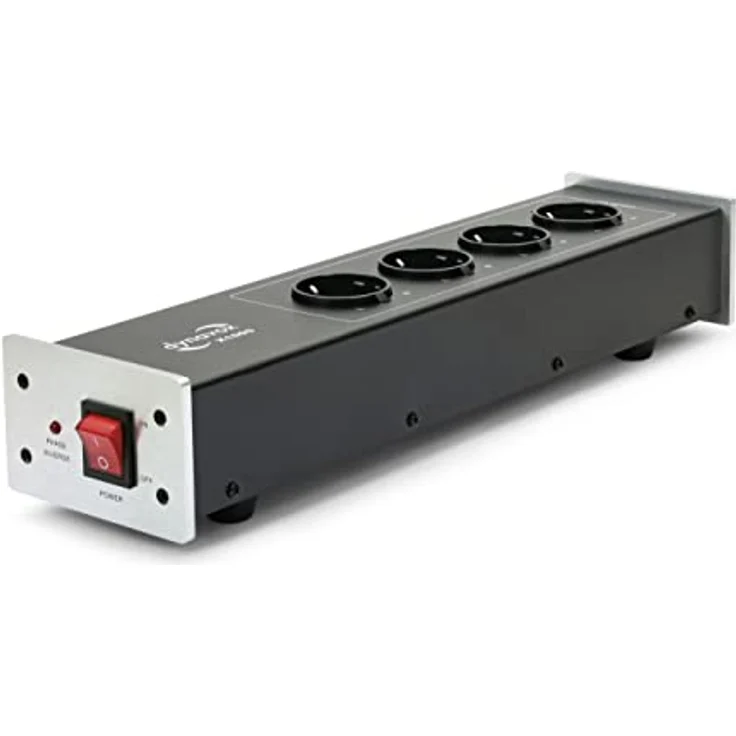 Dynavox Steckdosenleiste X1000 - 4 gefilterte Steckplätze, Metallgehäuse, 1,50 m Kabel, Schwarz/Silber – Bild 1