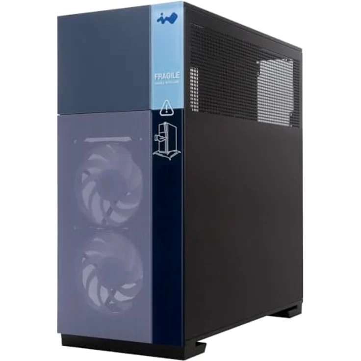 IN WIN F5 E-ATX Full Tower Computergehäuse mit gehärtetem Glas, Mesh-Panels und anpassbaren Frontblenden, schwarz – Bild 3