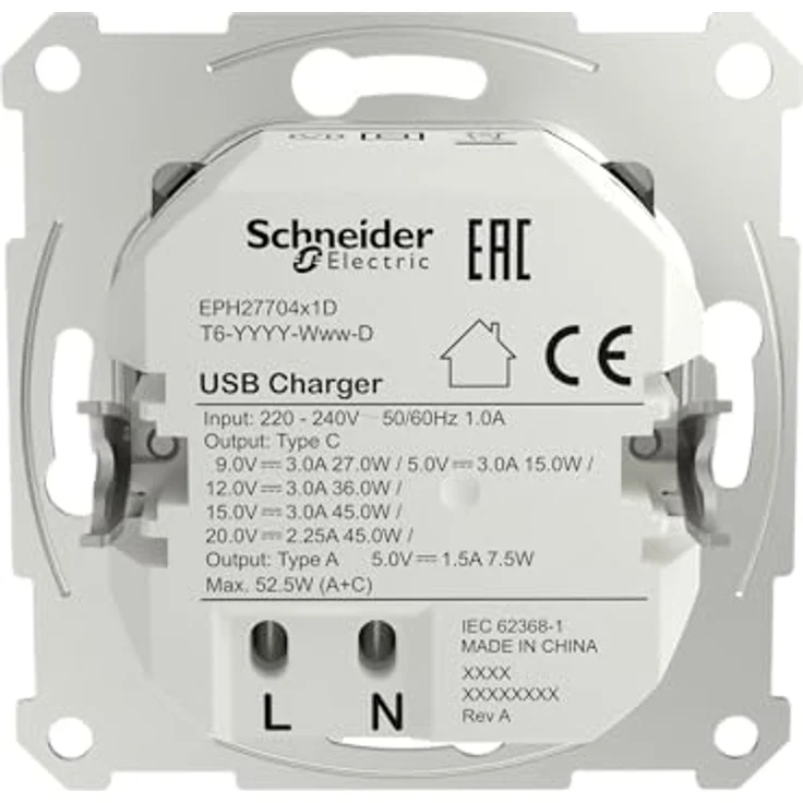 Schneider Electric Asfora EPH2770421D Unterputz USB Ladestation Typ A+C 45W, Steckdose,Stecklemmen – Bild 4