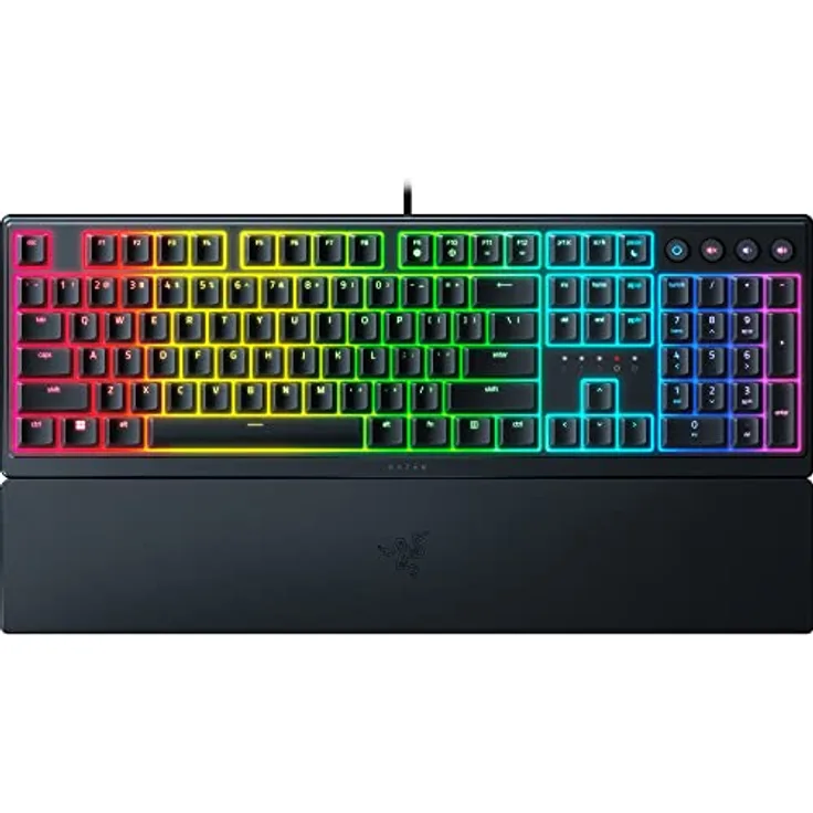 Razer Ornata V3 - Flache Mecha-Membran-Tastatur mit Razer Chroma RGB (Flache Tasten, Razer Mecha-Membran-Switches, Magnetische Soft-Touch-Handballenauflage) UK-Layout | Schwarz, RZ03-04460300-R3W1