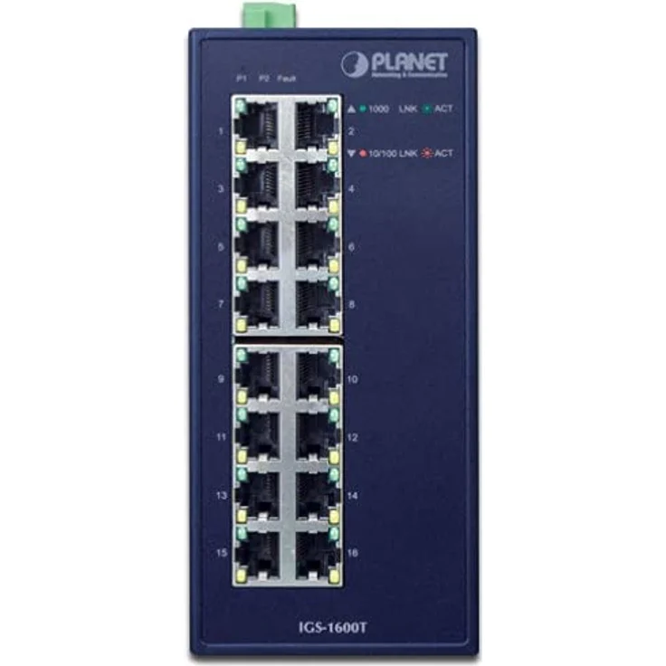 Planet IP30 Industrial 16-Port 10/100/1000T Gigabit Ethernet, IGS-1600T (10/100/1000T Gigabit Ethernet dual 12~48V DC/24V AC) – Bild 3